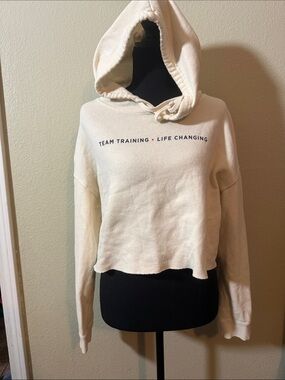 F45 Cream Cropped Hoodie with 'Team Training • Life Changing'